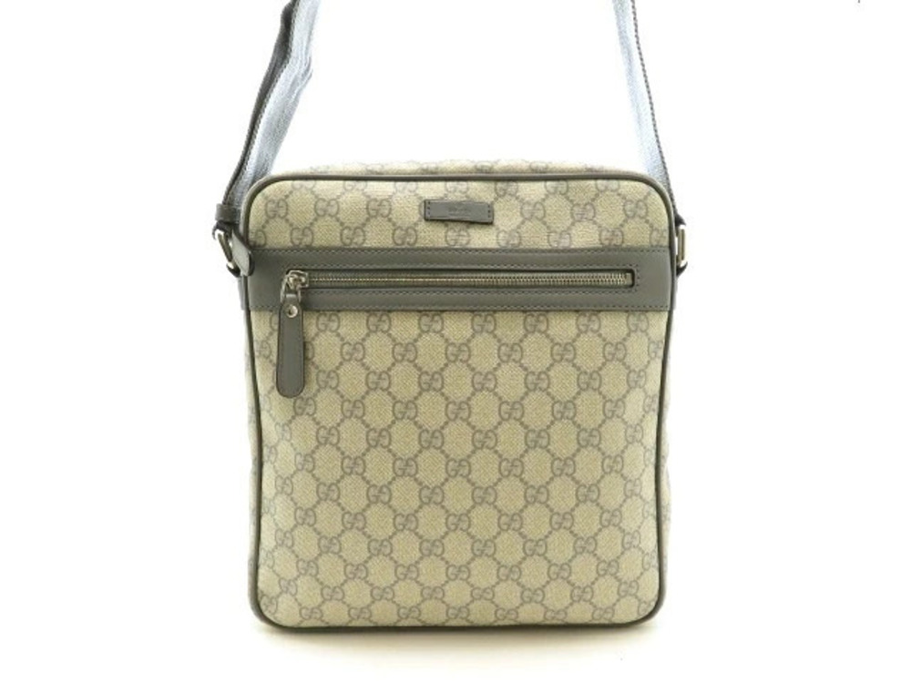 Gucci bag shoulder GG canvas calfskin Beige Cream gray